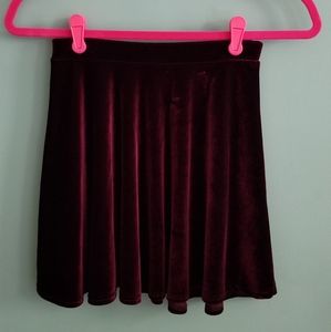Burgundy Velvet Skater Skirt